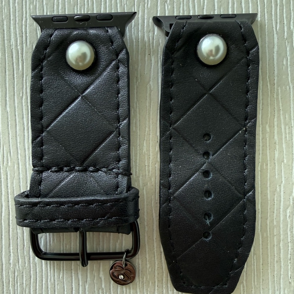 Spark*L Elegant Black Quilted Leather Sivella Band Watch Strap Size 1